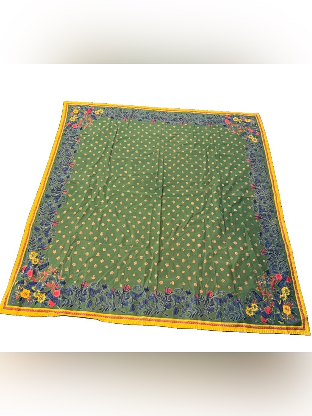 Williams Sonoma French Country Provincial 54” Square Tablecloth Green